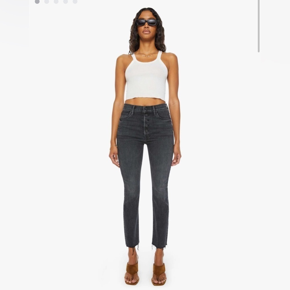 MOTHER Charcoal Cropped Ankle Jeans